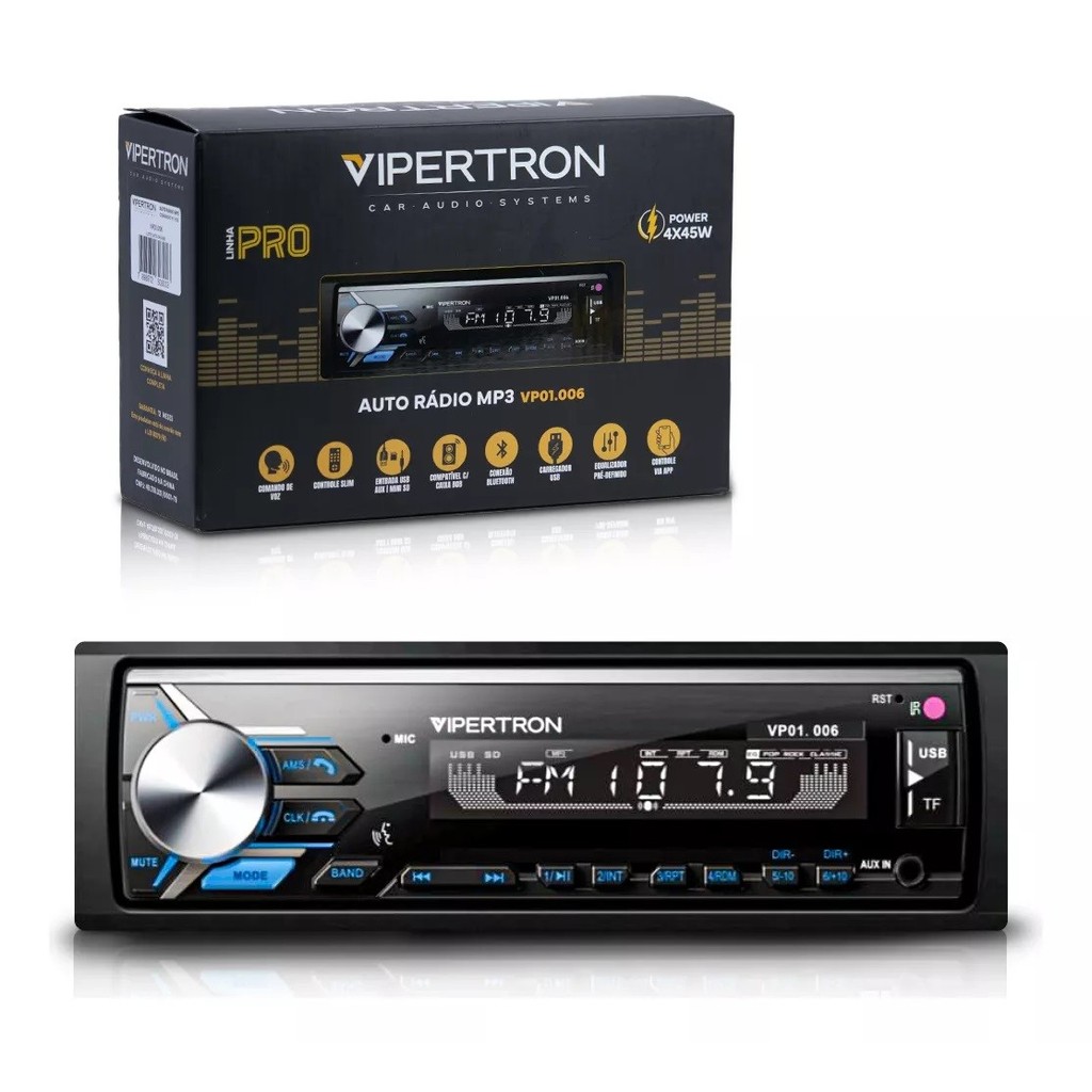 Rádio Fm/Mp3 (Bluetooth) Comando Por Voz Vipertron Universal em Oferta na Shopee