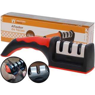 Amolador Manual Afiador De Facas Inox Profissional Base Emborrachada Com Cabo 3 Em 1 em Oferta na Shopee