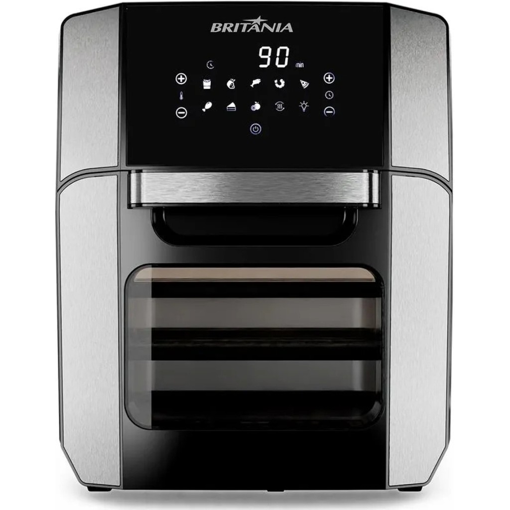 Fritadeira Air Fryer Britânia BFR2100P 12L 1800W 4 em 1 Assa Frita Desidrata Reaquece Timer 90min Temperatura 80-200°C