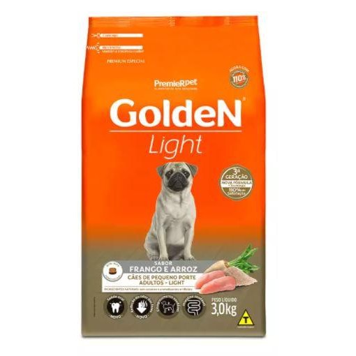 Ração Golden Fórmula Light Cão ad pp Frango e Arroz 3kg
