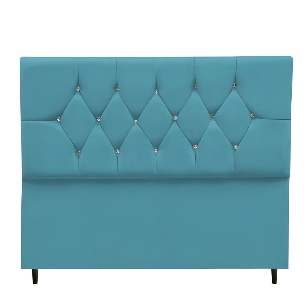 Cabeceira Estofada Cama Box Solteirão 100 Cm Suede Nina azul Turquesa