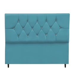 Cabeceira Estofada Cama Box Solteirão 100 Cm Suede Nina azul Turquesa