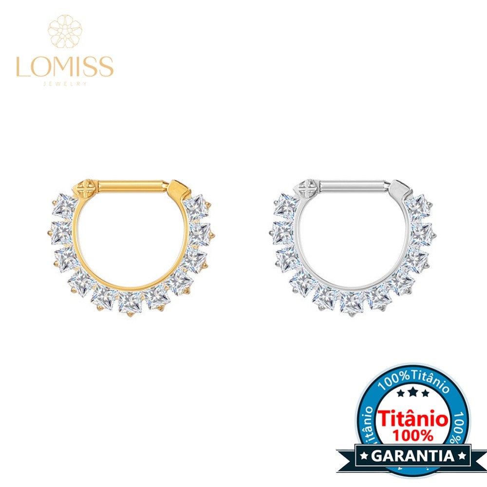 Lomiss Piercing Septril Rook Nariz Meia Argola Titânio Com Zircônia Cravejado