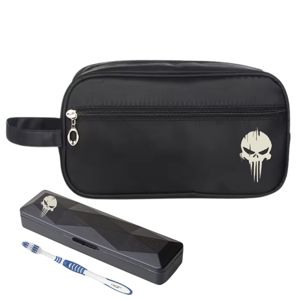 Nécessaire Premium Executiva Caveira  Nylon Com Porta Escova