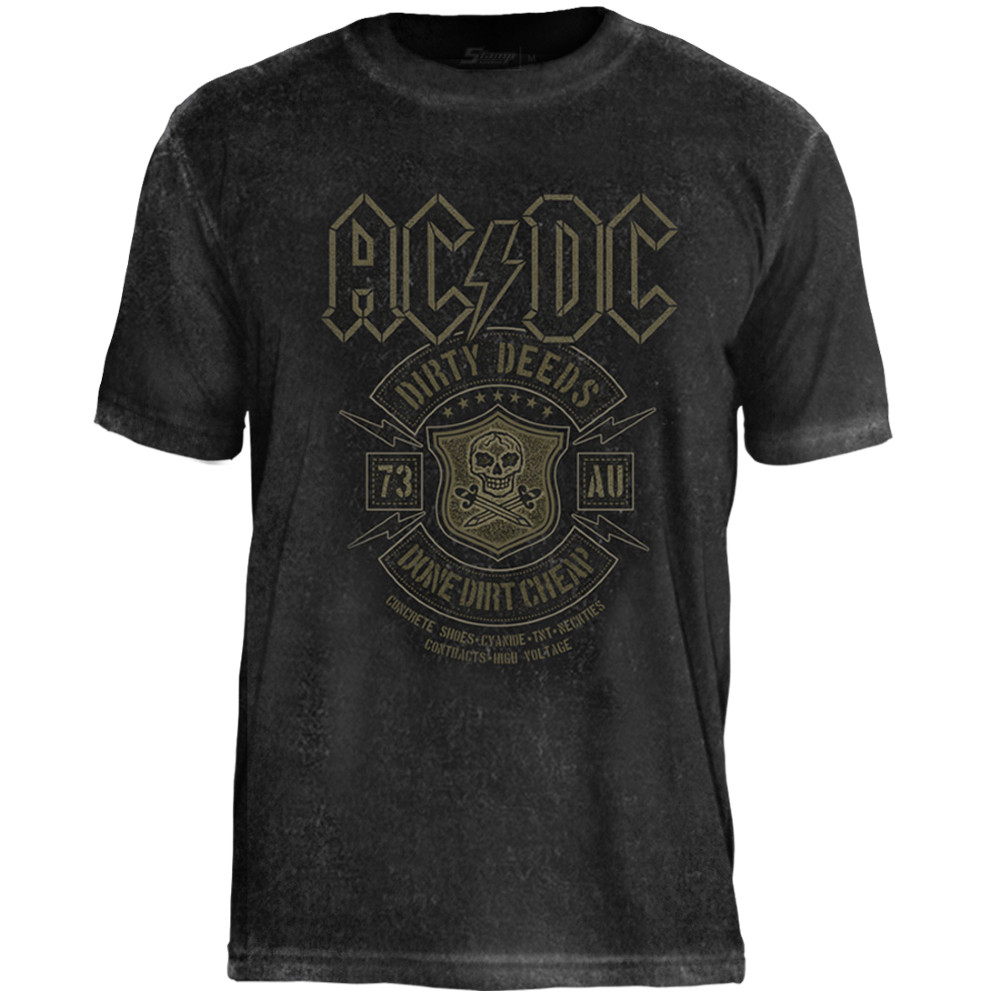 Camiseta AC/DC Dirty Deeds Estonada Oficial – Vintage Premium | Stamp Masculina Algodão