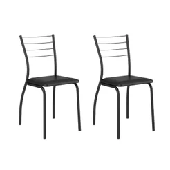 Cadeira Sala de Jantar 1700 Kit Aço 2 Uni Preto/Courano Preto - Carraro