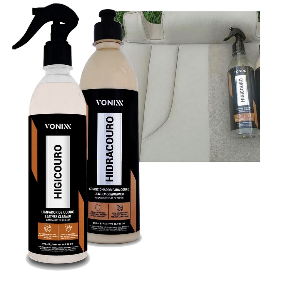 Kit Hidracouro + HIgicouro Vonixx  500ml Limpa e Hidrata Couro