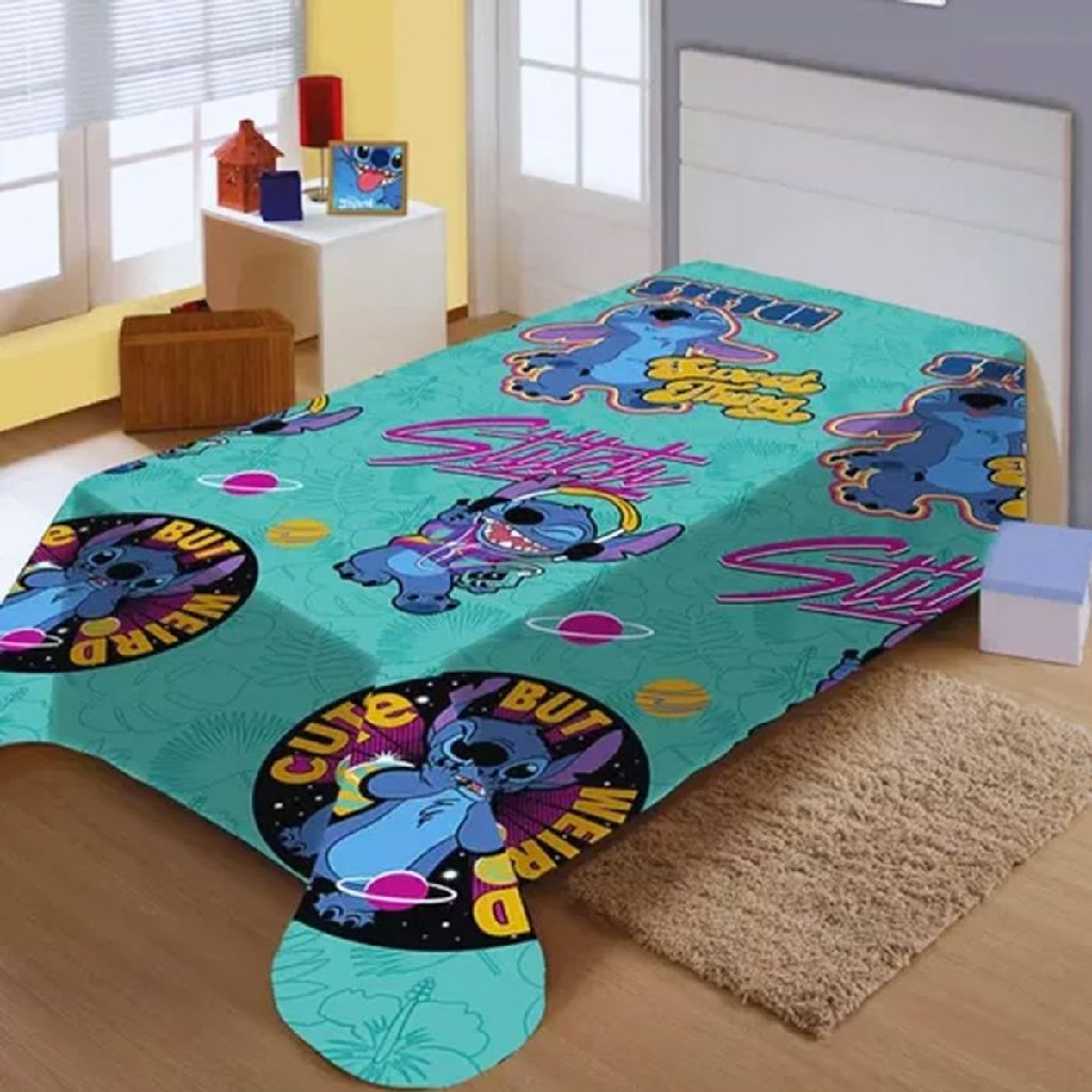 Manta Lilo e Stitch Microfibra Cobertor Solteiro 2,00x1,50m Jolitex Verde-Claro Desenho Jolitex em Oferta na Shopee