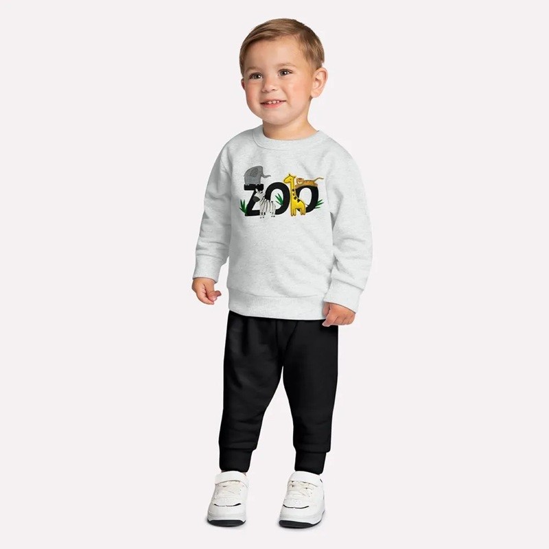 Conjunto Infantil de Frio Menino Blusa Moletom e Calça Moletom Zoo - Kyly