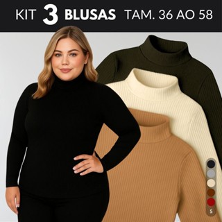 KIT 3 Blusa Termica Feminina Blusa De Frio Feminina Blusa Gola Alta Feminino Blusas Cacharrel em Oferta na Shopee