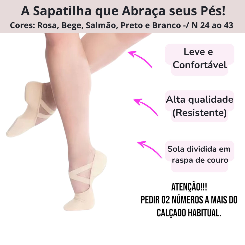 Sapatilha Ballet Meia Ponta  24 ao 43, Sapatilha de ballet, Sapatilha de Ballet Meia Ponta em Tecido
