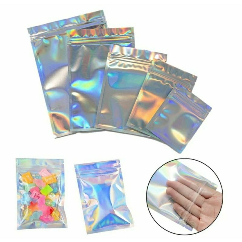 Saco Zip Holográfico Frente Transparente C/furo 50unidades em Oferta na Shopee