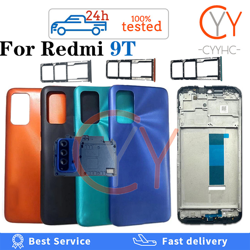 Para Redmi 9T Tampa Traseira Bateria Housingr Botão De Volume Liga/Desliga Da Carcaça Porta + Moldura Frontal LCD + Subs em Oferta na Shopee