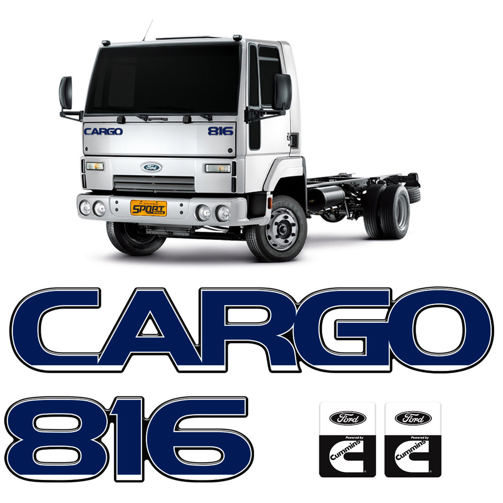 Adesivos Caminhão Ford Cargo 816 Resinado Azul Escuro Grande