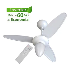 Ventilador De Teto Ventisol Wind 3 Pás Inverter Com Controle Branco Diâmetro 96cm 110v/220v - Bivolt