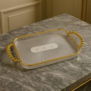 Bandeja Alças Dourada E Prata Luxo Cristal Decorativa Para Decorar Mesa Cozinha Quarto Acrílica em Oferta na Shopee