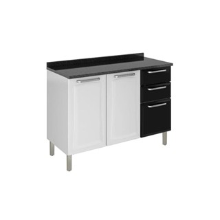 Balcão de Cozinha 3 Portas 2 Gavetas Itatiaia Tarsila de Aço 120cm Branco/Preto em Oferta na Shopee