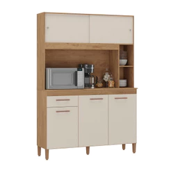 Cozinha Compacta Ceara 5 Portas 1 Gaveta Canelato com Off White Atualle