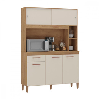 Cozinha Compacta Ceara 5 Portas 1 Gaveta Canelato com  Off White Atualle em Oferta na Shopee