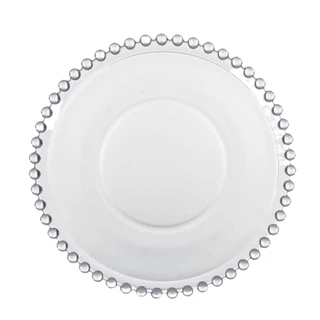 Prato de Sobremesa Cristal Pearl Clear Transparente Bolinha Wolff 19cm