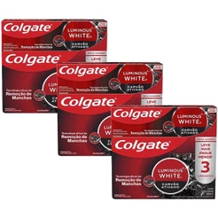 Kit 3 Pack Creme Dental Colgate Carvão Ativado Luminous White 3un de 70g