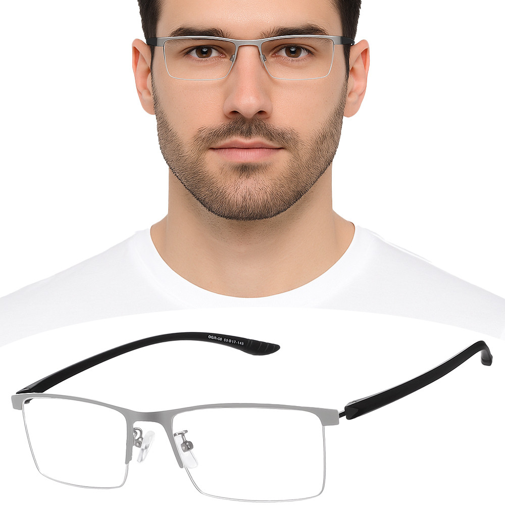 Armação Oculos Grau Masculino Meio Aro OGR-6 Acetato Metal em Oferta na Shopee