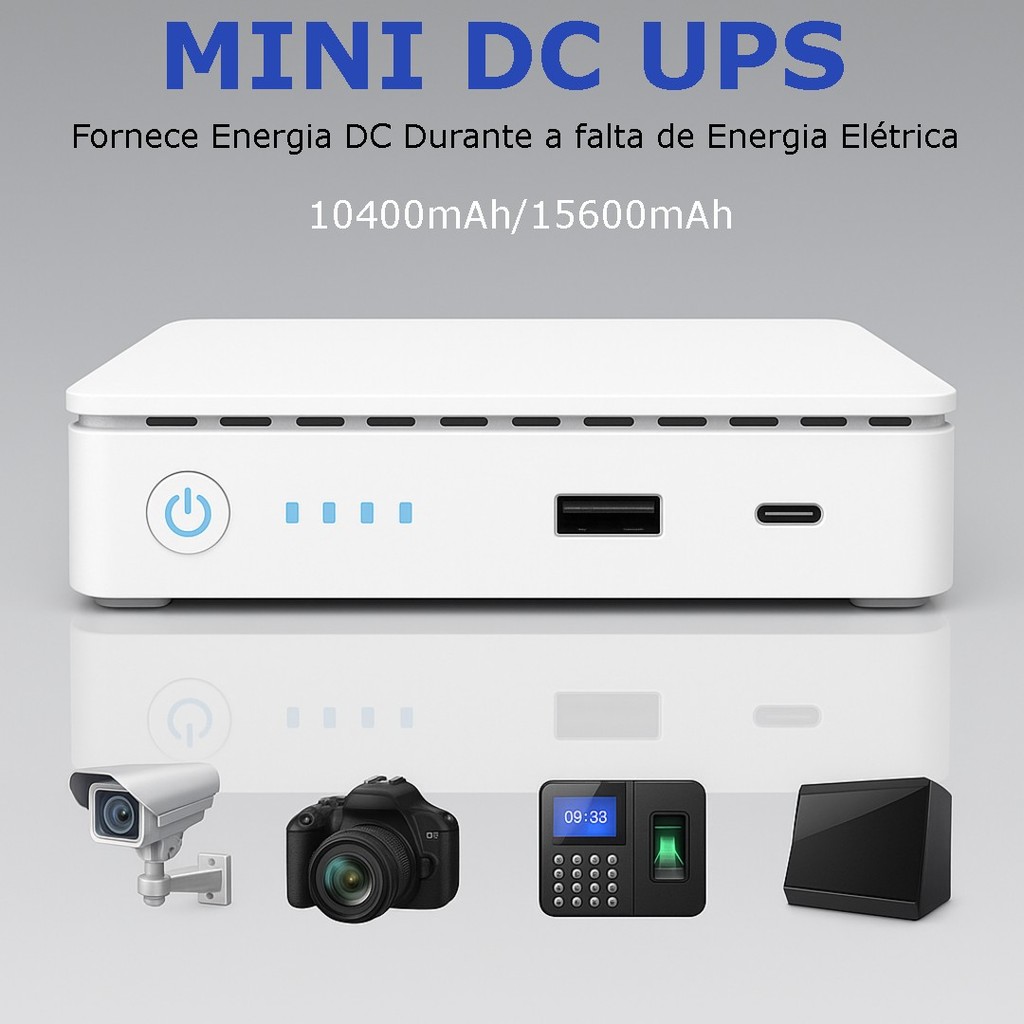 Mini Nobreak Ups 35w Usb Type-c Poe Roteador Wifi Emergência Energia Bateria Carregamento Modens