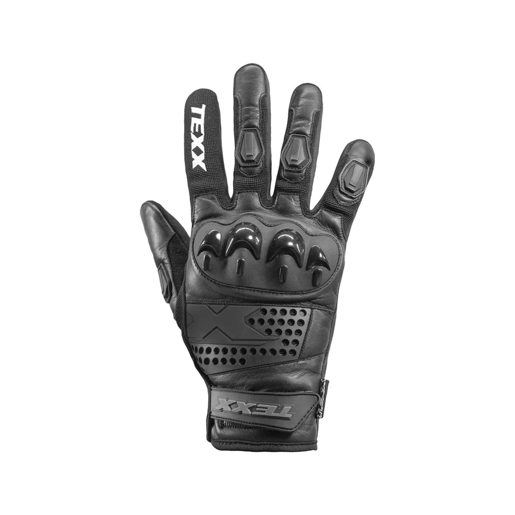 Luva Moto Texx Old Shoot Couro Preta Cano Curto