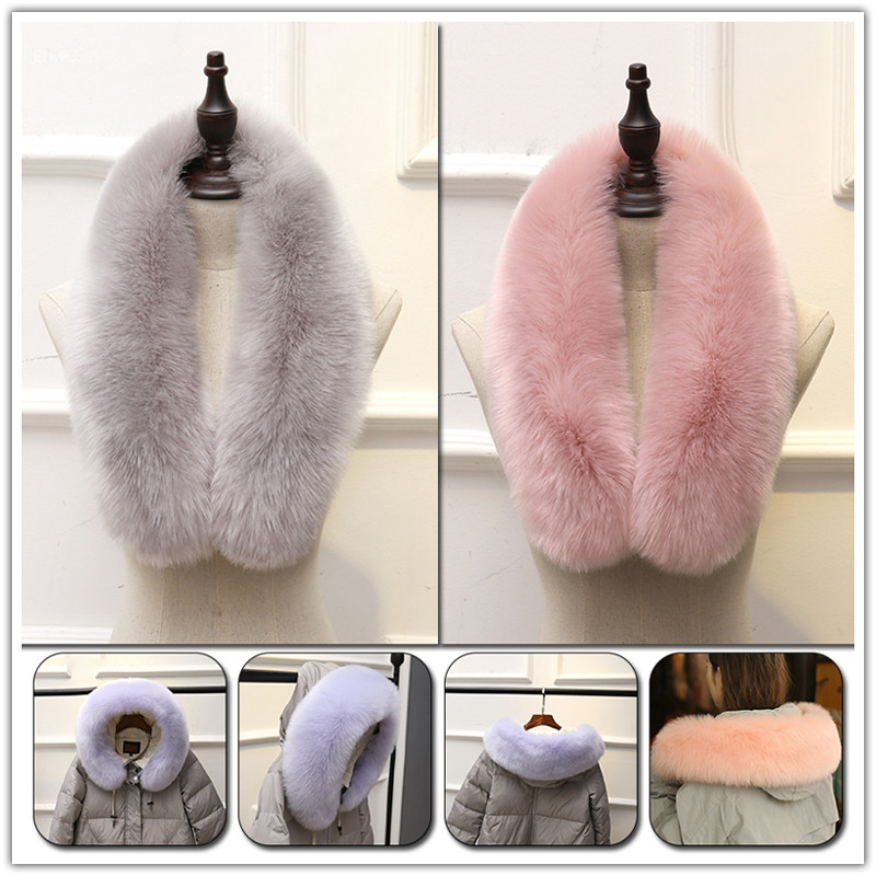 70/80/90cm Lenço De Pele De Raposa De Guaxinim Falso Feminino Casaco De Inverno Gola Decoração Cachecol