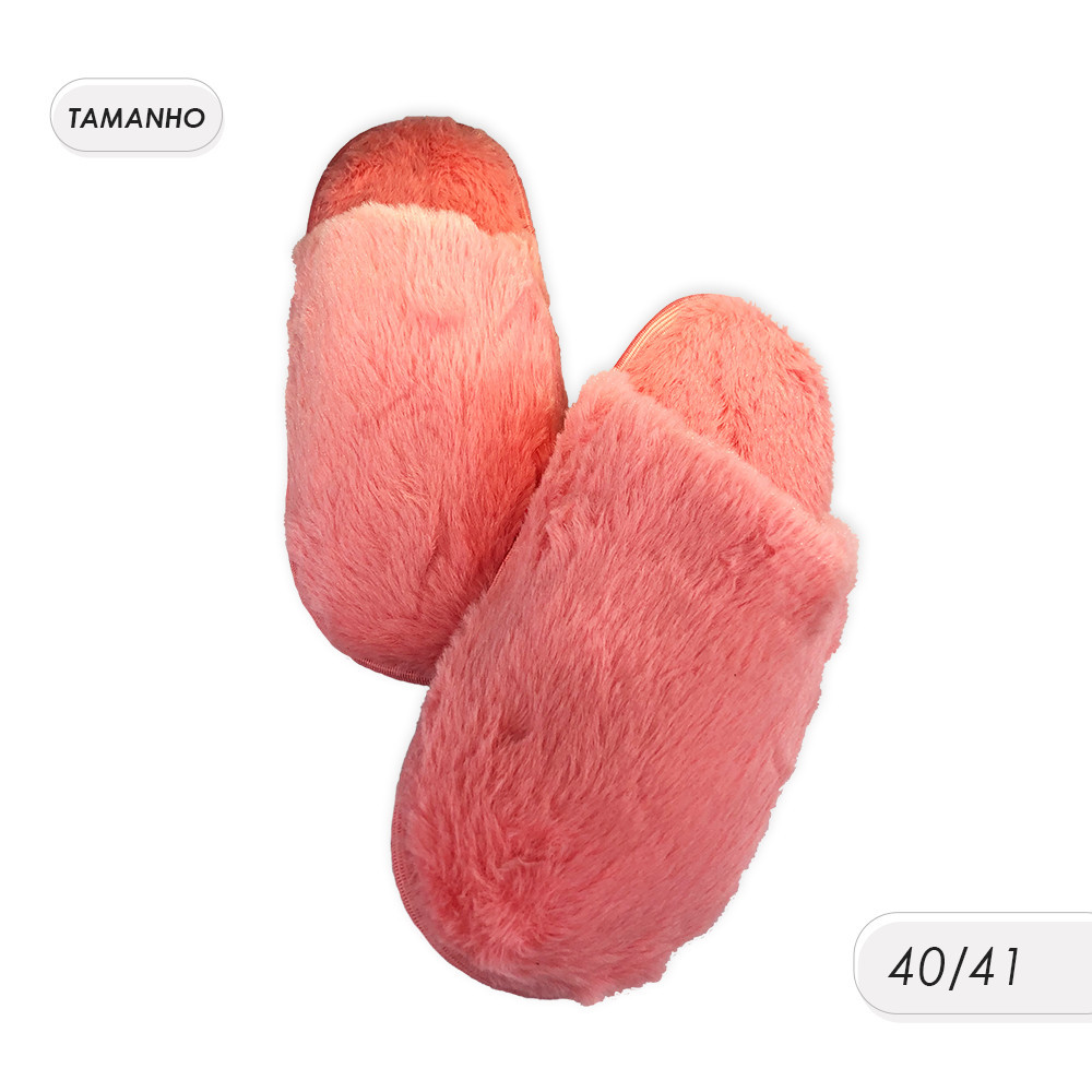 Pantufa Feminina Felpuda Rosa 40/41 Confortável Quente Macia Inverno Térmica Lavável