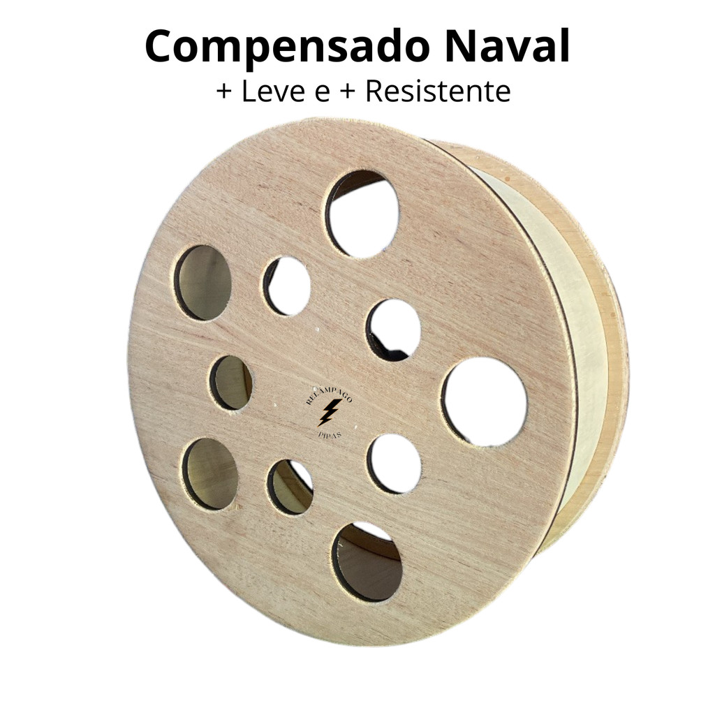 Carretilha Pipa de Madeira compensado naval 14 pol catraca