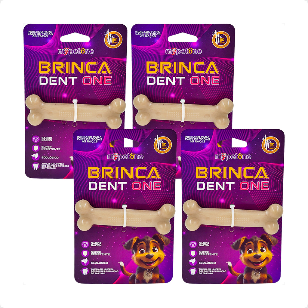 Kit 4 Brinquedo Osso Bamboo Brinca Dent One Sabor Bacon - I - Pequeno em Oferta na Shopee
