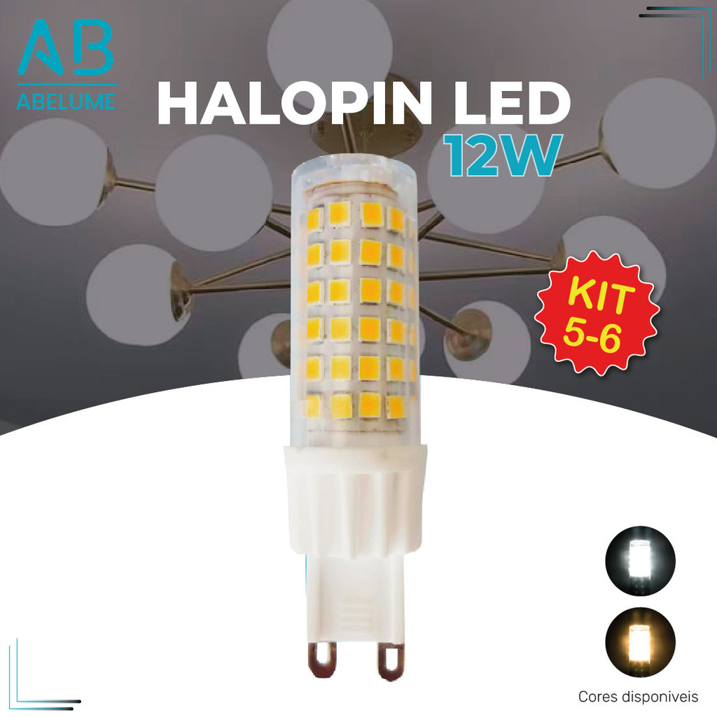 Kit 6 Lâmpada Led 12W G9 Bipino Halopin | Branco Quente 3000K Branco Frio 7000K Bivolt Arandelas em Oferta na Shopee