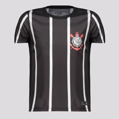 Camisa Corinthans Fitness Juvenil Preta