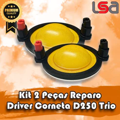 Kit (2) Peças Reparo Driver Corneta D250 8ohms Trio Reforçado