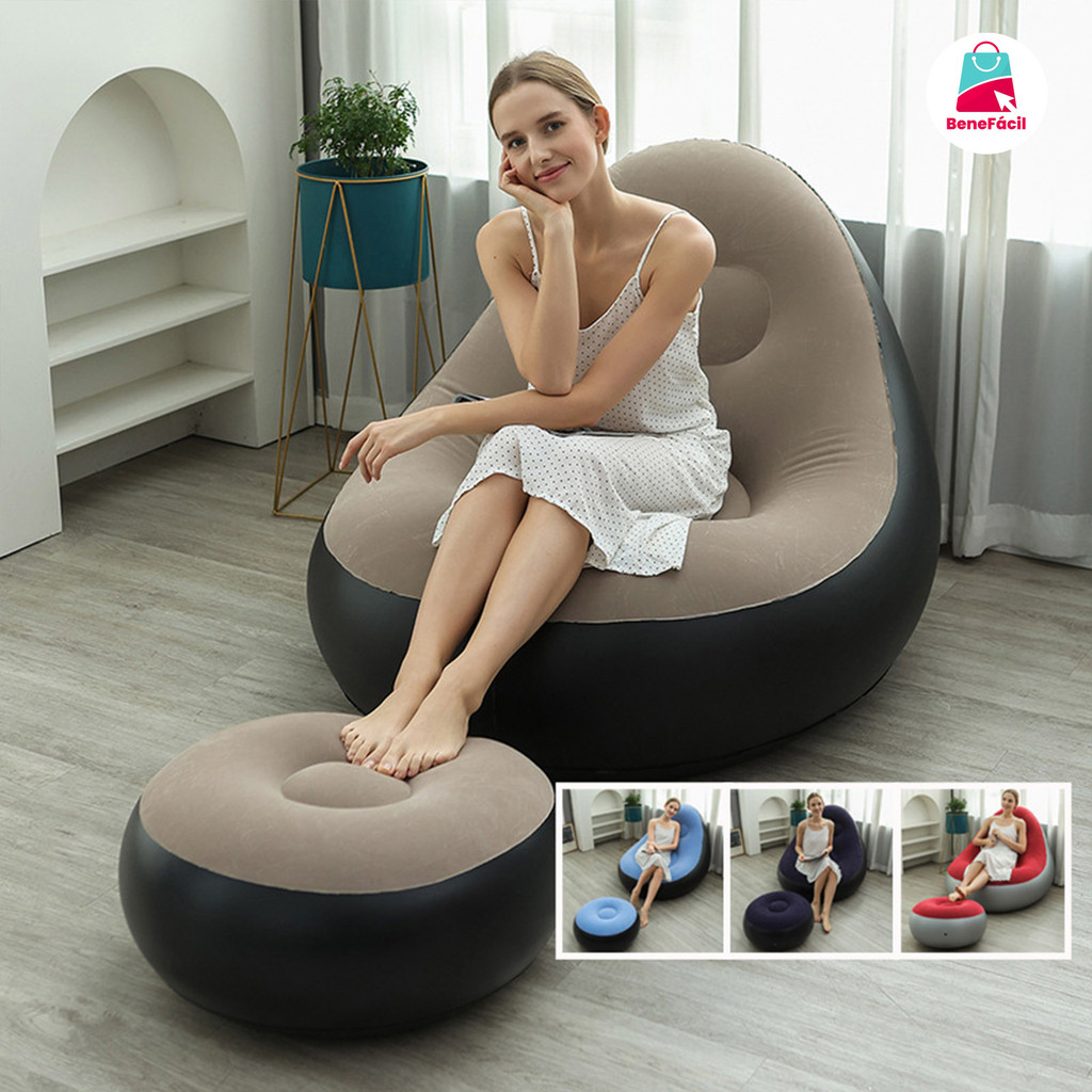 Ultra Lounge Portátil Puff Inflável Conjunto Poltrona e Sofá Descanso Preguiçoso