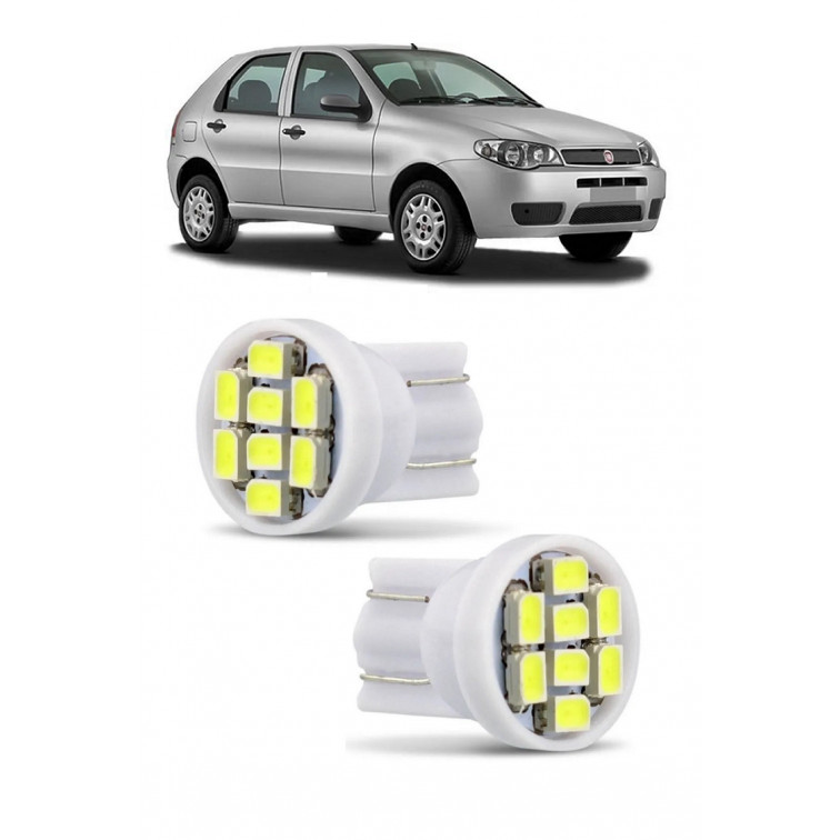 Par Lampada Pingo T10 8 LED Palio Siena Strada Farol Teto Placa 5w