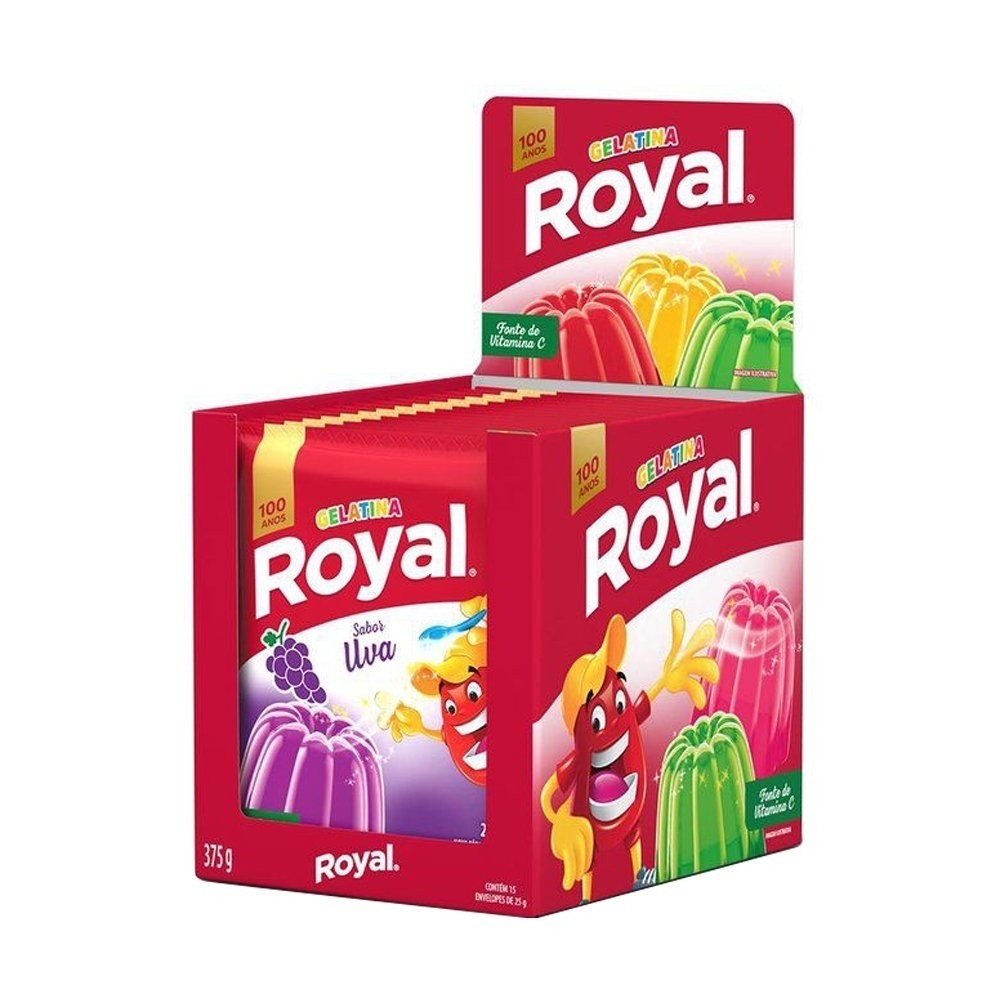 Gelatina em Pó Royal Uva 25g Display com 15 Unidades - Food & Beverages