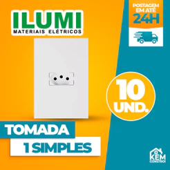 Tomada Simples Horizontal 10A Conjunto 4x2 Linha I9 Ilumi