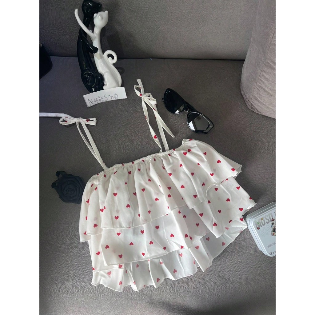 Top Feminino Com Bainha Franzida CROPPED EM CAMADAS COM AMARRAÇÃO em Oferta na Shopee