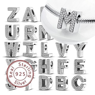 925 prata 26 letras Original diamante pingente contas para letras zircão pingente contas para pulseira jóias DIY em Oferta na Shopee