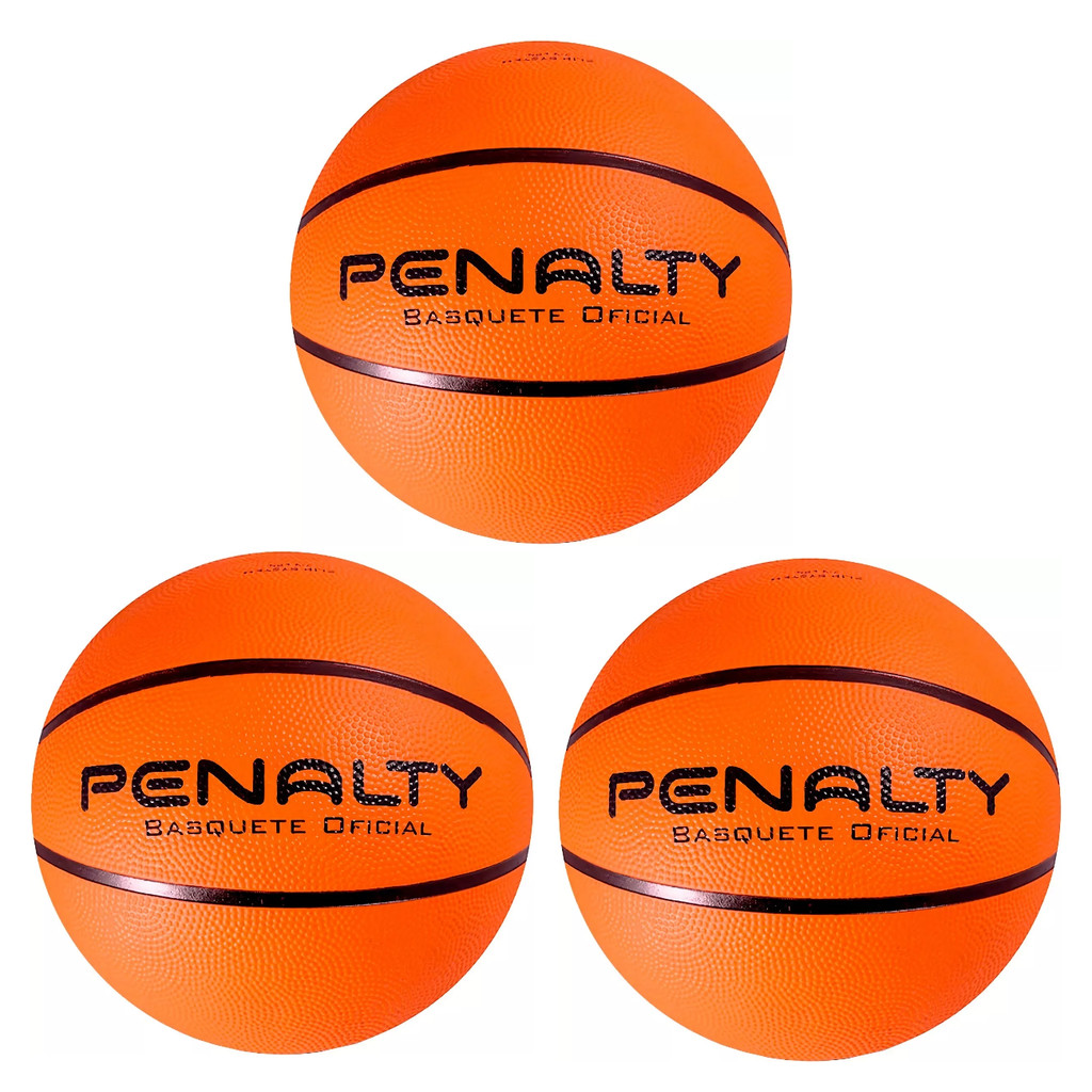 KIT 3 BOLAS DE BASQUETE PLAYOFF IX LARANJA PENALTY