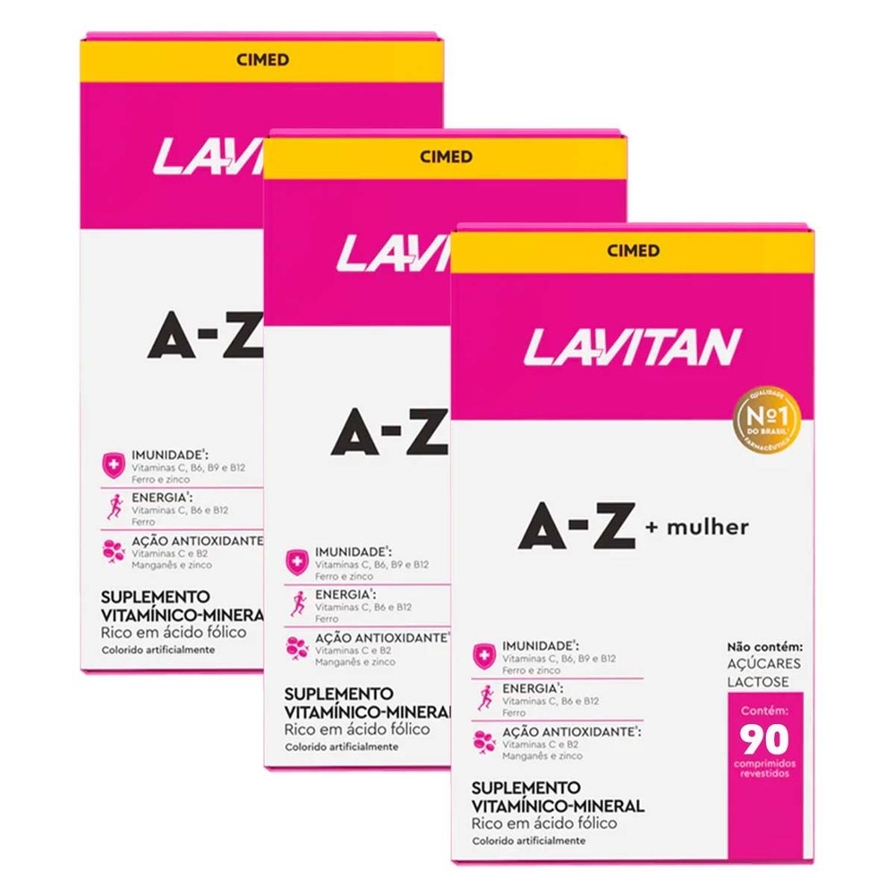 Kit 3 und Lavitan Az Mulher 90 Cpr em Oferta na Shopee