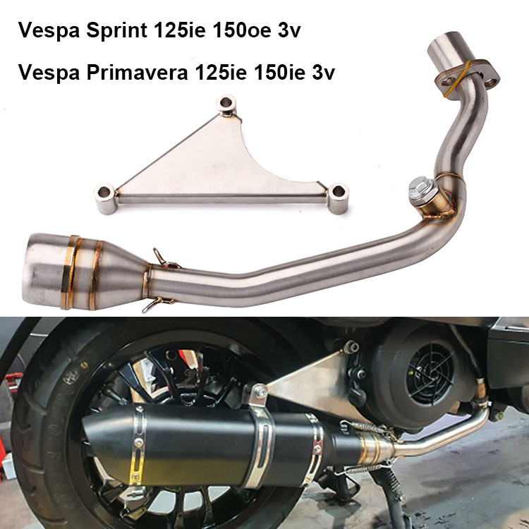 Plug & Play Motocicleta Vespa Sprint 125 150 Primavera 125ie 150ie 3V 2017-2022 Tubo De Ligação Frontal De Escape