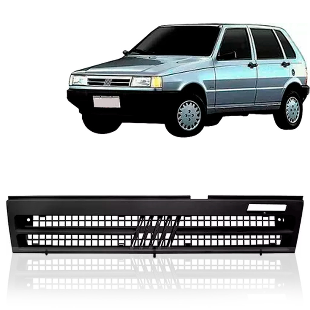 Grade Frontal Preta Fiat Uno 1991-1997 Com Encaixe para Emblema
