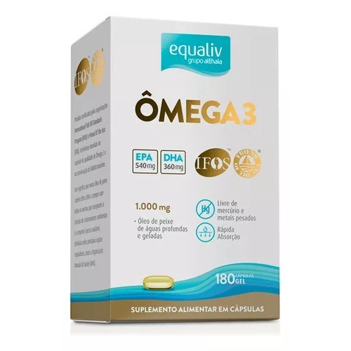 Omega 3 Equaliv 180 Cápsulas Gelatinosas 1000mg Livre de Mercurio e Metais Pesados Ômega Original em Oferta na Shopee