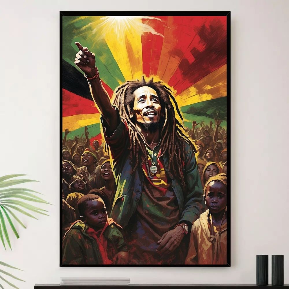 Quadro Bob Marley Cantor Jamaica Lider Decorativo A3 35x45cm