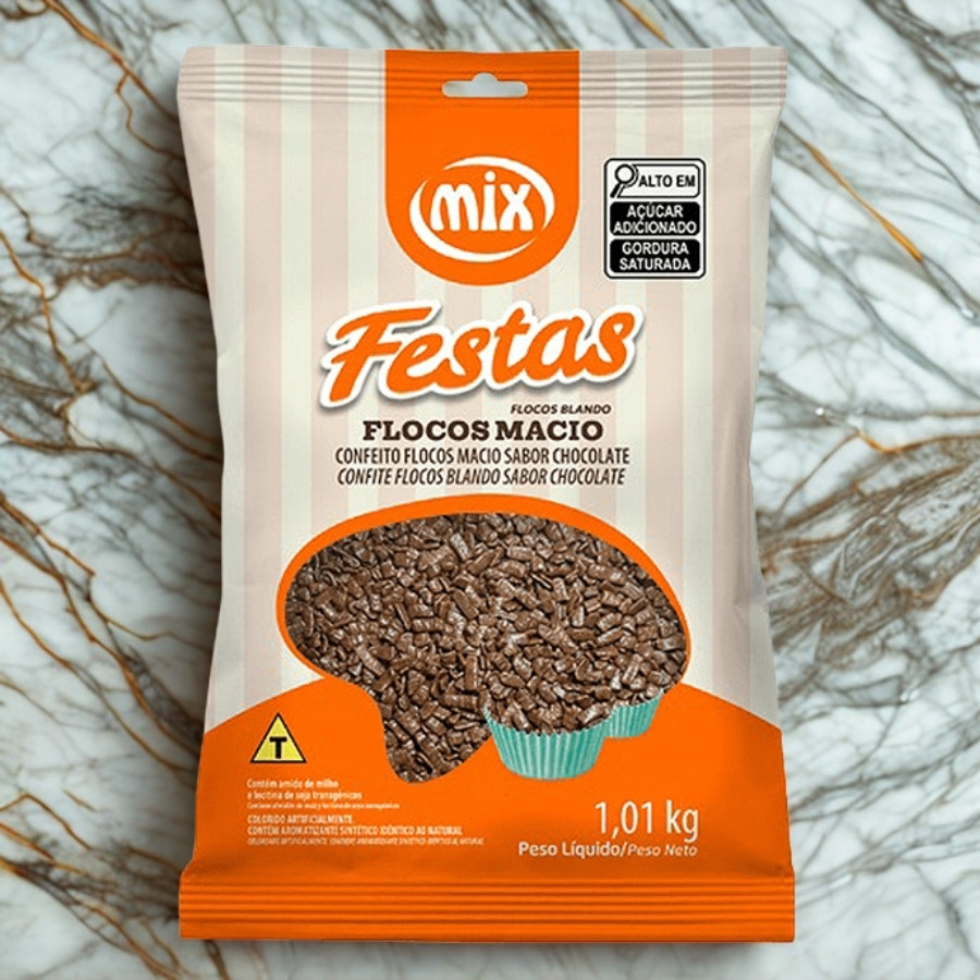 Confeito de Flocos Macio Sabor Chocolate Escuro - 1,01kg - 1 unidade - Mix - Rizzo em Oferta na Shopee