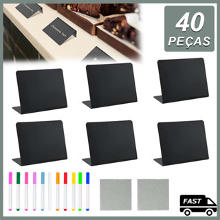 40 peças Mini Placa Lousa Giz Liquido Festas Balcão + 11 canetas 10cmX7.6cm em Oferta na Shopee