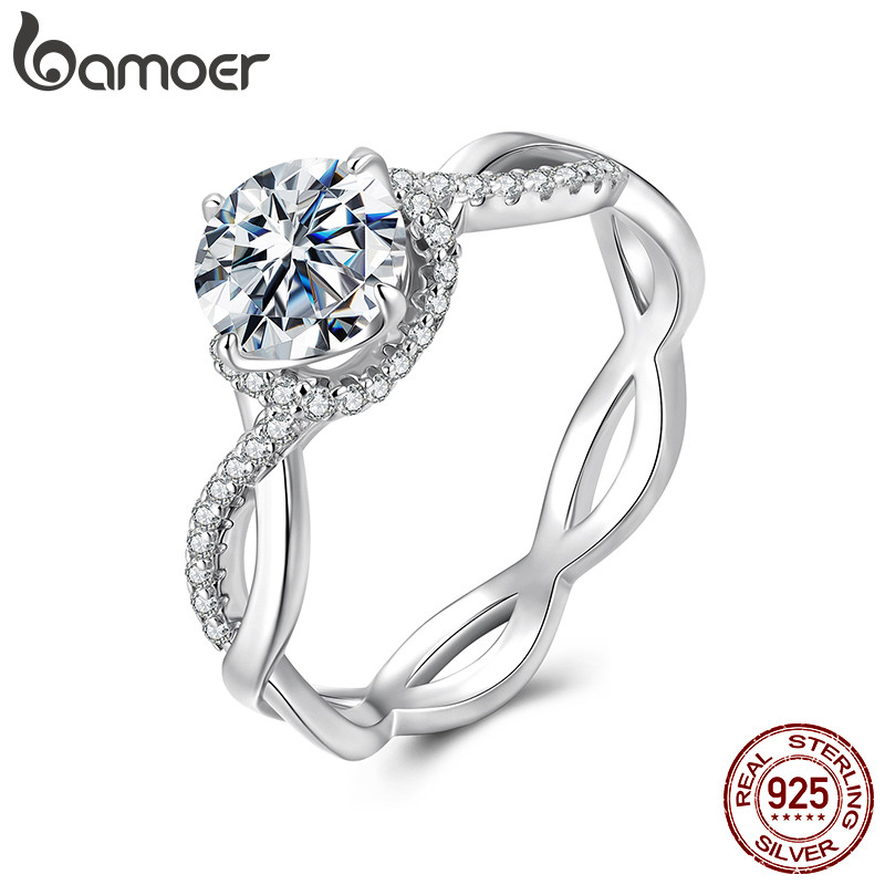 Anel De Prata Esterlina 925 Bamoer 1CT Moissanite Elegância Eterna Moda Joias Presentes Para Mulheres em Oferta na Shopee